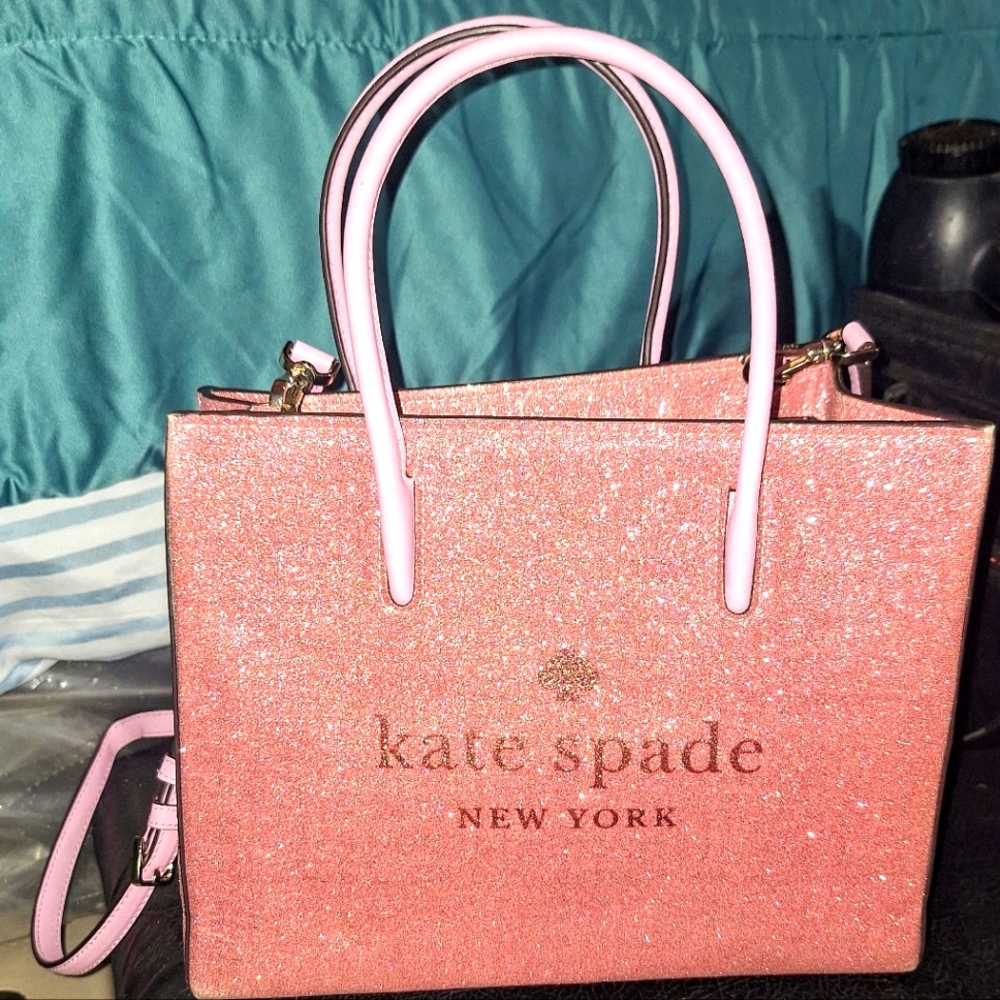 Kate Spade New York Trista Glitter Shopper Handbag (Rose Gold)